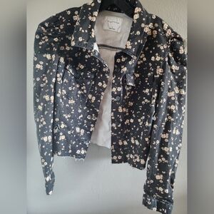 Celebrity Pink Black Floral Jean Jacket